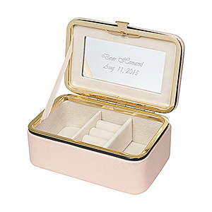 精巧金属边首饰盒 粉红色 S 号