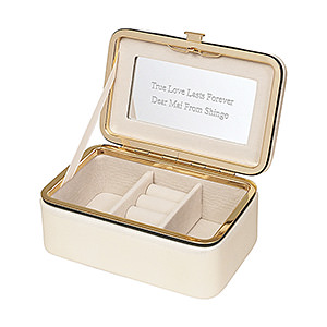 精巧金属边首饰盒 米黄色 S