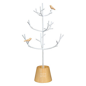 手工制造小鸟树形首饰收纳架首饰树 原木浅色