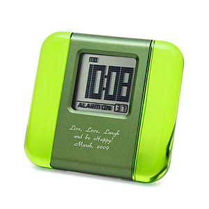 黄绿色树脂液晶小闹钟