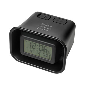 扩音器型电波电子钟大音量警笛闹钟 黑色