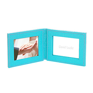 蓝色皮夹式化妆镜