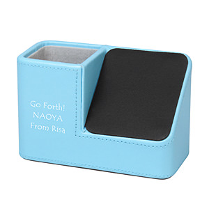 笔筒眼镜收纳盒兼 iPhone 台手机座 蓝色