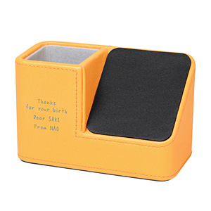 笔筒眼镜收纳盒兼 iPhone 台手机座 金黄色