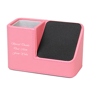 笔筒眼镜收纳盒兼 iPhone 台手机座 桃红色