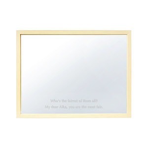 带磁铁镜子 原木色木框宽长方形