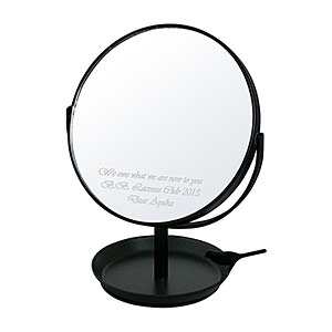 日本制圆形镜子化妆镜 带小鸟首饰盘和放大镜功能 黑色