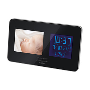 液晶电子相册 带电子钟收音机湿度计 黑色