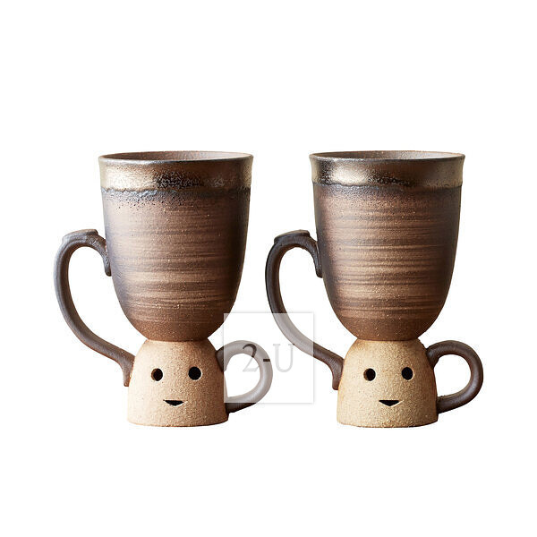 万古烧 金彩 创意陶俑 对杯