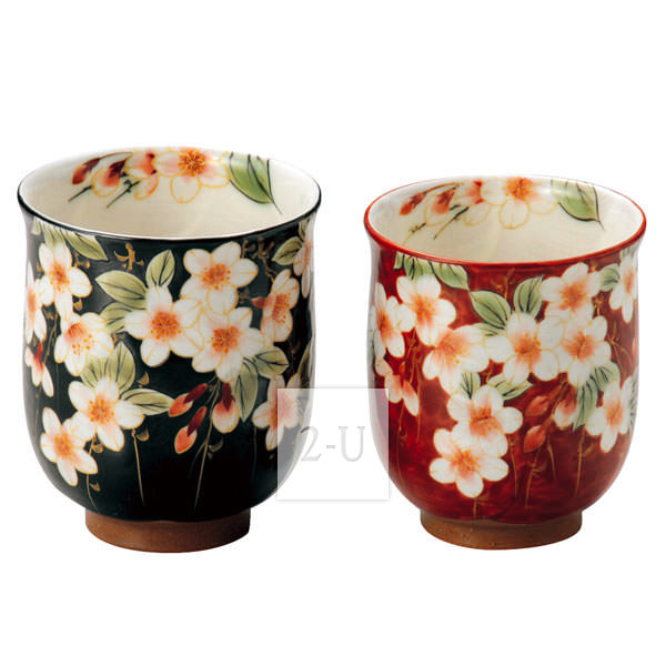 京烧清水烧 垂枝樱花 对杯