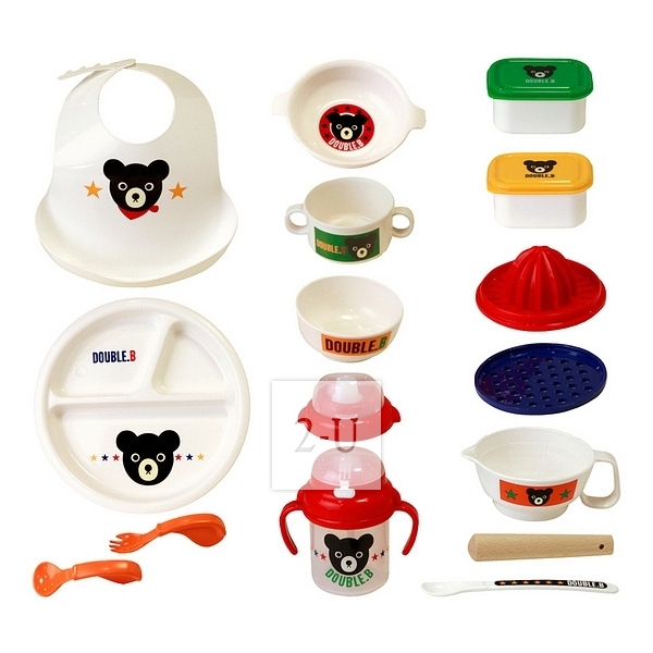 MIKI HOUSE 婴幼儿餐具2段最齐全套装礼盒 含研磨器水杯饭兜包