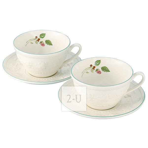 韦奇伍德 Queen's Ware Collection Festivity 陶瓷咖啡对杯杯对碟