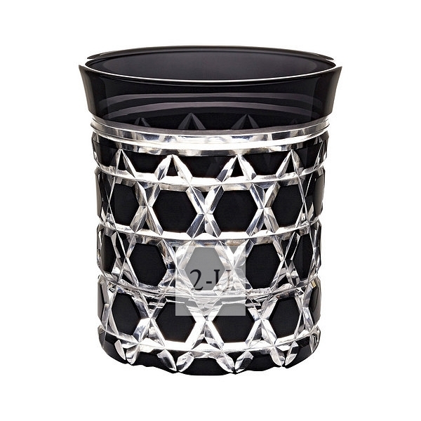 江户切子 手工刻花酒杯 黑色