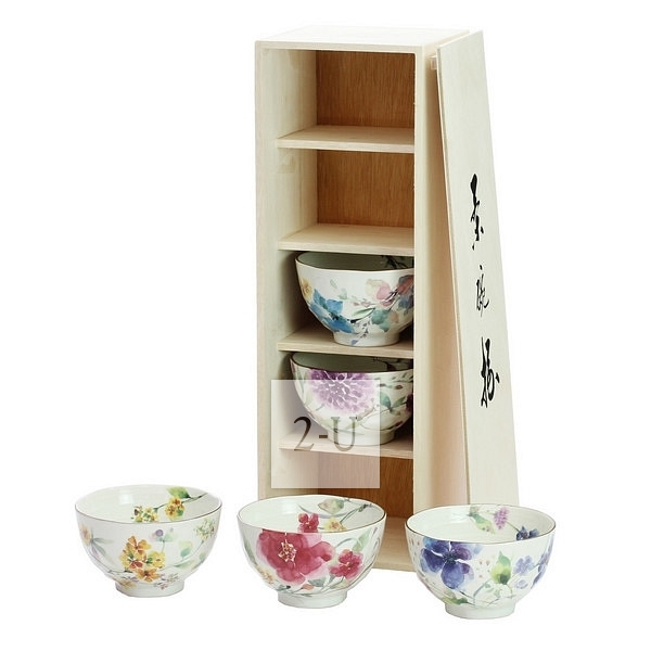花水彩 饭碗木盒套装