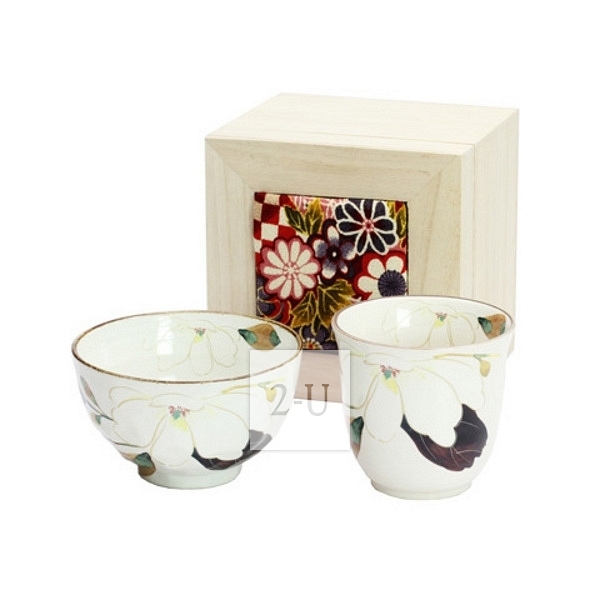 花回廊 和蓝 饭碗杯子 木莲 (付木锦盒)