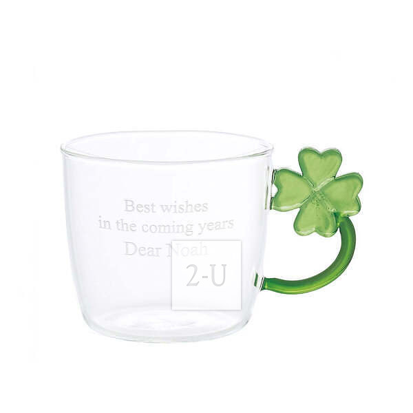 花朵耐热玻璃杯 幸运草