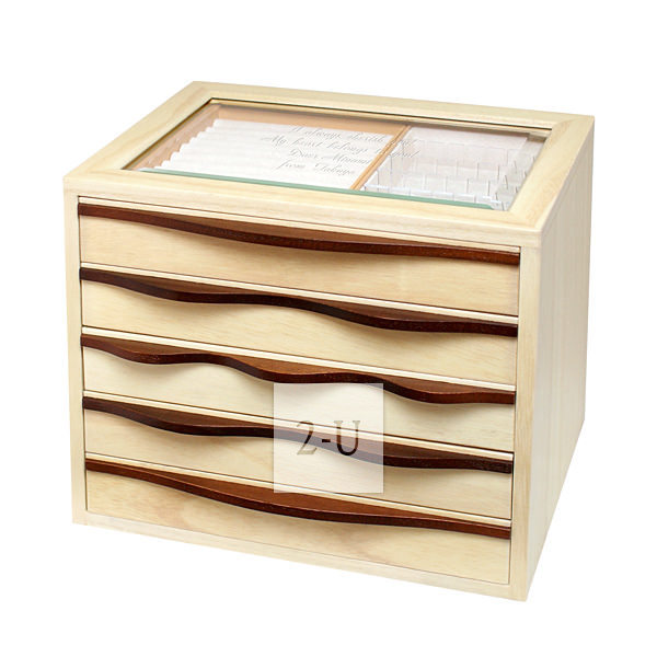 多层木质首饰盒 原木色 L