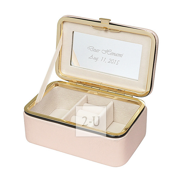 精巧金属边首饰盒 粉红色 S 号