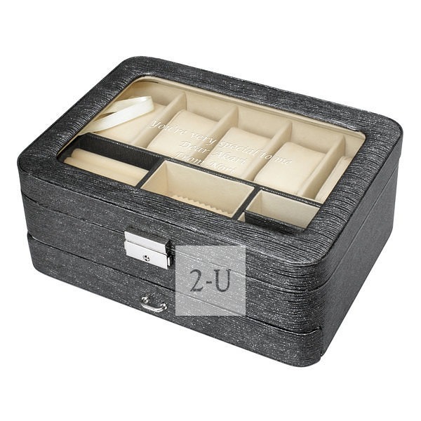 双层首饰盒手表盒 黑色