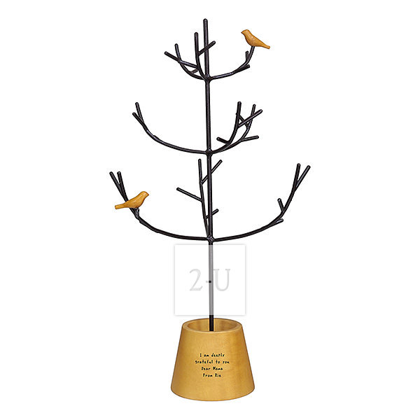 手工制造小鸟树形首饰收纳架首饰树 深色