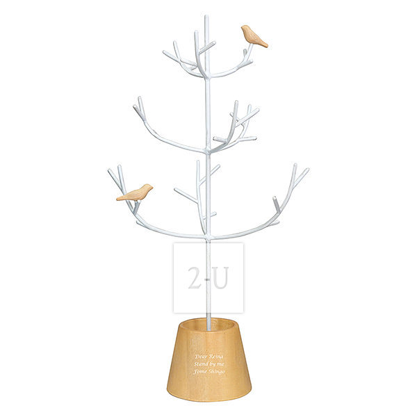 手工制造小鸟树形首饰收纳架首饰树 原木浅色