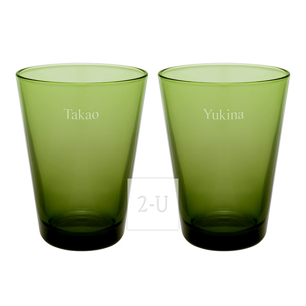 芬兰伊塔拉 iittala 牌 Kartio 系列苔绿色海波对杯