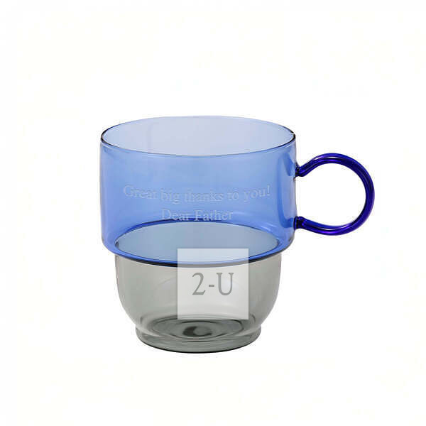 糖果色可叠放耐热玻璃杯 蓝色