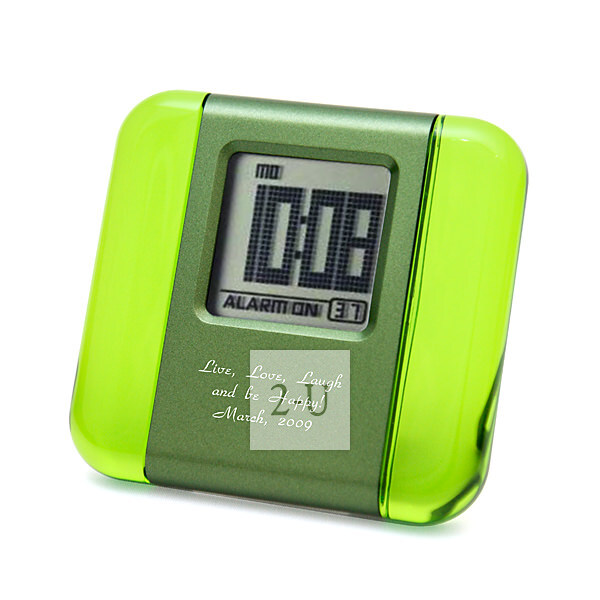 黄绿色树脂液晶小闹钟