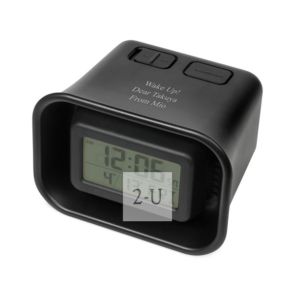 扩音器型电波电子钟大音量警笛闹钟 黑色