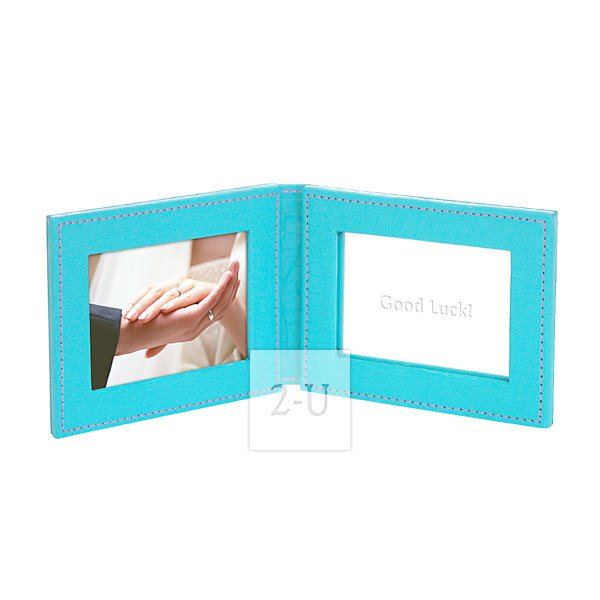 蓝色皮夹式化妆镜