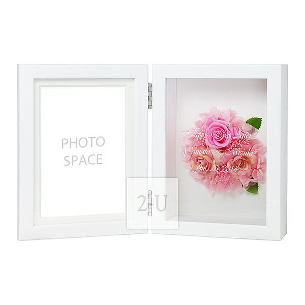 多彩玫瑰保鲜花相框相架 L 粉色