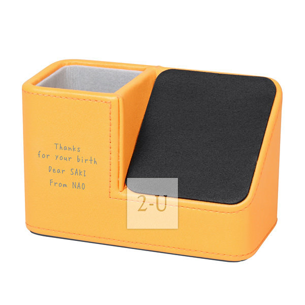 笔筒眼镜收纳盒兼 iPhone 台手机座 金黄色