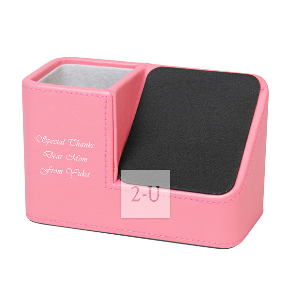 笔筒眼镜收纳盒兼 iPhone 台手机座 桃红色