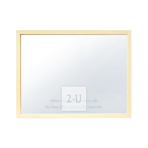带磁铁镜子 原木色木框宽长方形