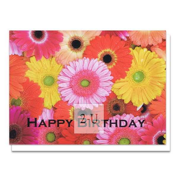 多彩鲜花生日贺卡