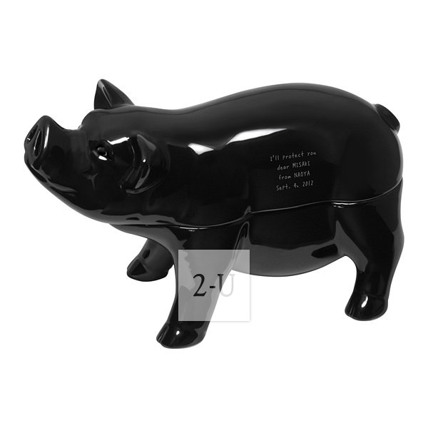 reac Japan 陶瓷小猪香熏炉盘香蚊香器 黑色